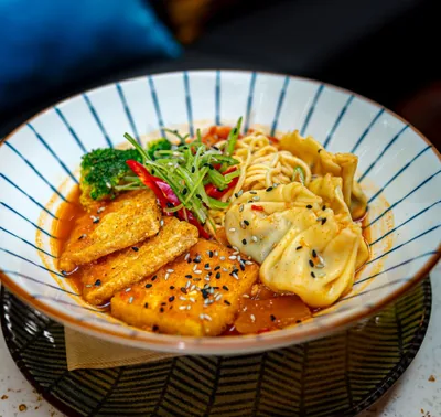 Dumpling and Ramen Kimchi Soup
